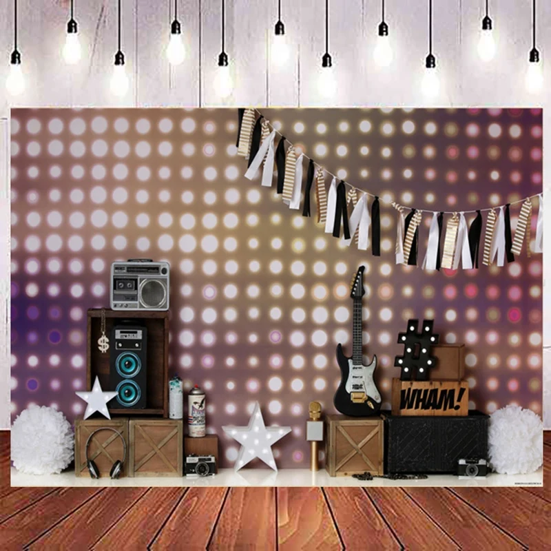7X5Ft Photography Background Guitar Sound Carnival Party Theme Photo Studio Cloth for Family | Электроника