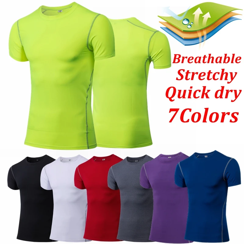 Летняя мужская компрессионная футболка DryFit с коротким рукавом для бега в