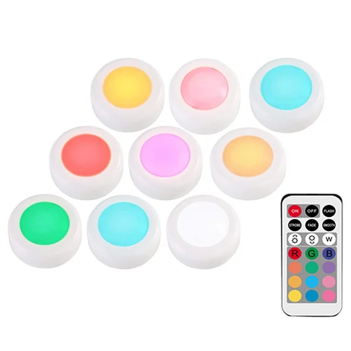 1remote 9 lamp 12 цветов RGBW светодиодный ночник беспроводной пульт дистанционного управления на батарейках сенсорный датчик под шкафом светильники для кухни настенный светильник - Цвет: 1remote 9 lamp