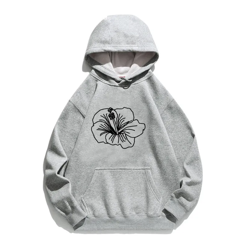 

Women Hoodie Morning glory Printed Hoodies Women Fleece Long Sleeve Loose Sweatshirt with Hat Girls Pullovers Winter