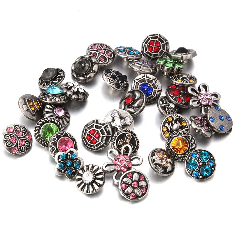 10 шт./лот новинка 12 мм ювелирное изделие смешанный стиль металл кнопки подходят