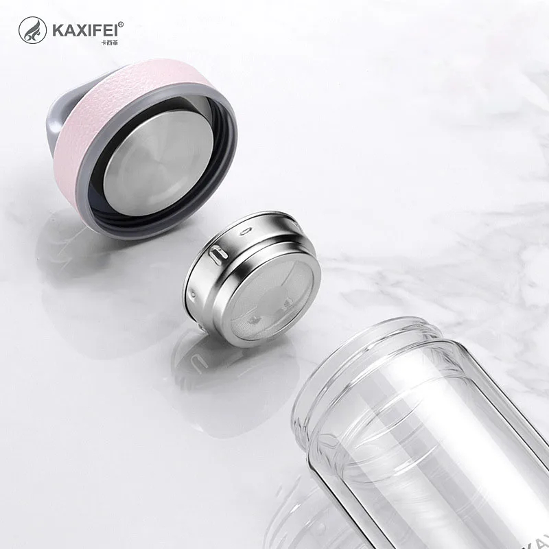 Модная цветная двухслойная стеклянная бутылка для воды ZOOOBE 320/350/450 мл с фильтром