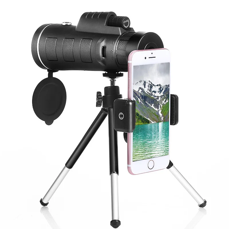 

HD High-power Low Light Night Vision 40X60 Monocular Telescope Prism Scope with Compass Phone Clip Tripod for Outdoor Activities