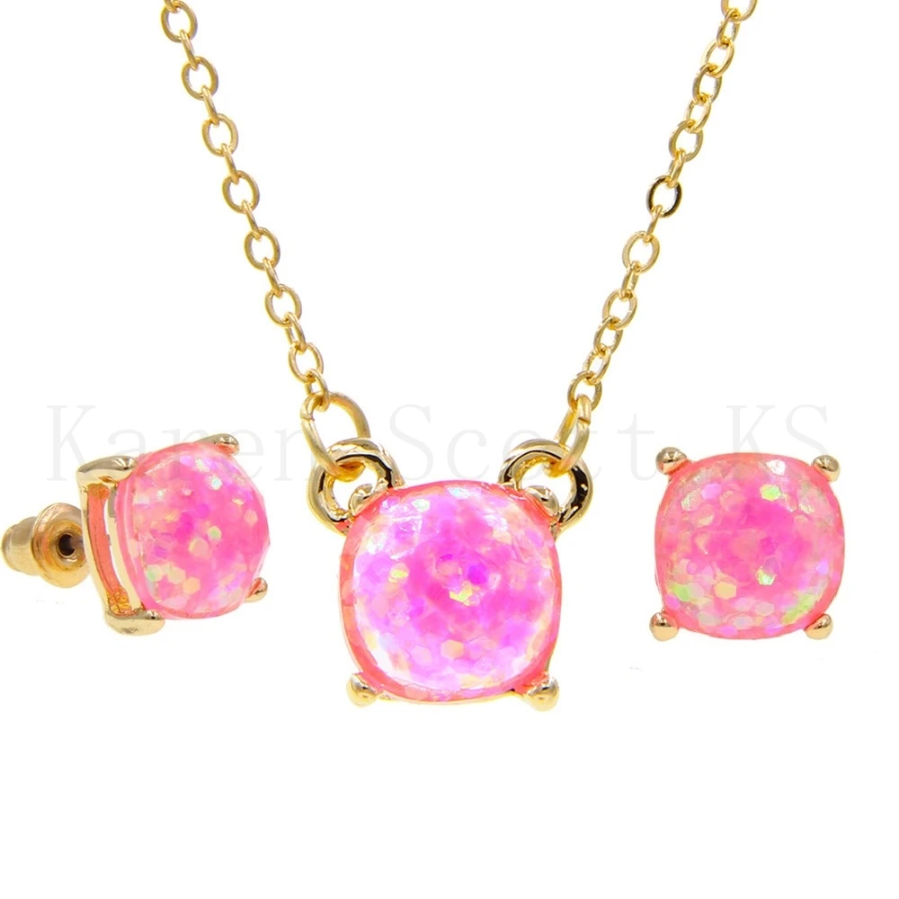 Комплект из колье и серёг с блестками