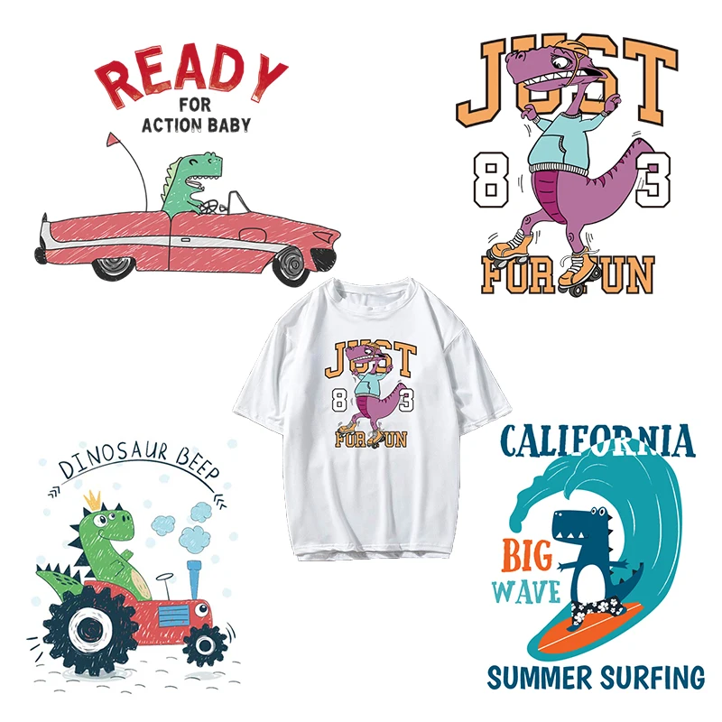 Виниловые Мультяшные милые динозавры нашивки в полоску крутые животные пластыри