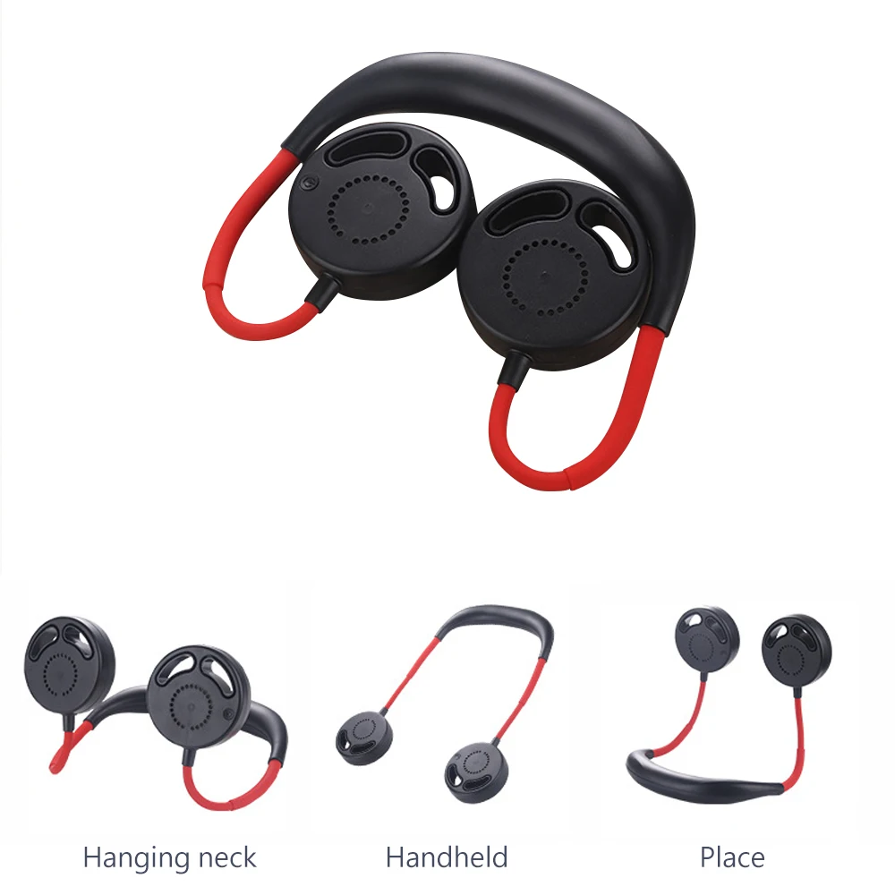 

ELOOLE Fan Portable USB Rechargeable Neckband Sport Fan Lazy Neck Hanging Dual Cooling Fan Ventilador Porttil White Pink