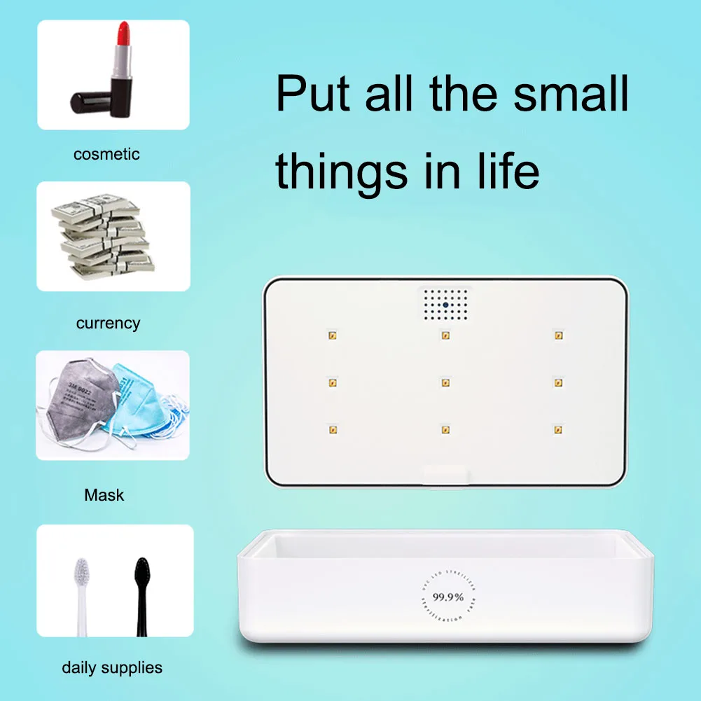 

2 in 1 UV Disinfection Box Mobile Phone Fast Wireless Charger Sanitizing Box for Watch/Earphone/Makeup brush/Jewelry disinfecte