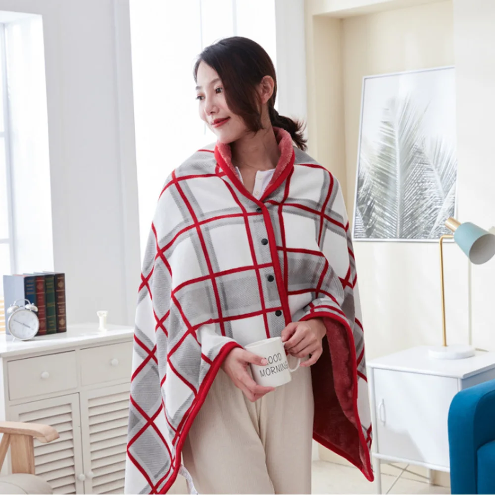 

Household Multi-purpose Flannel Shawl Blanket Wearable Portable Comfortable Nap Air Conditioning Blanket Airplane Blanket