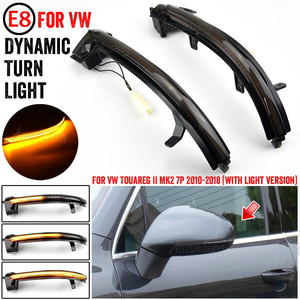 

For VW Touareg II 7P 2010-2018 Led Dynamic Side Mirror Blinker Lights Turn Signal Arrow 2011 2012 2013 2014 2015 2016 2017 Pair