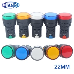 Индикатор питания, 1 шт., 12 В, 24 В, 220 В, 380 В, 22 мм, светодиод для монтажа на панель, контрольная сигнальная светильник Па