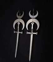 witch moon earringsvampire earrings crescent moon sword long goth gothic witchy celestial jewelry moon