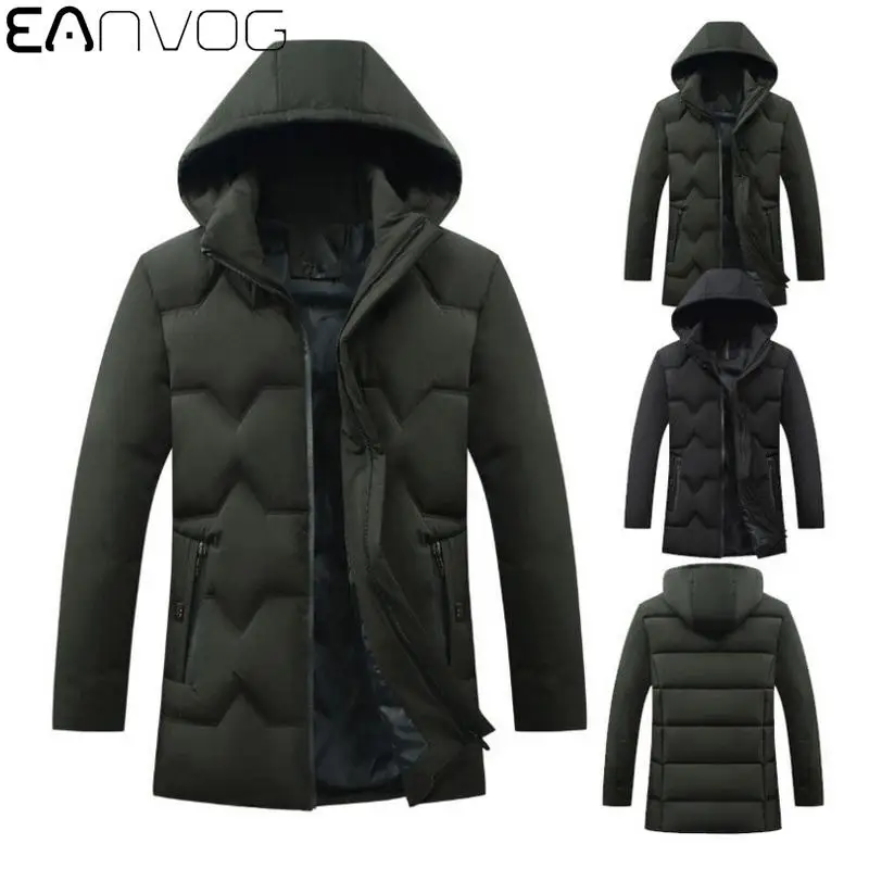 

Winter Male Jacket Windproof Jackets Men Warm Cotton Clothes Padded Man's Coat Male Fashion Zipper Hooded Thicker Clothings