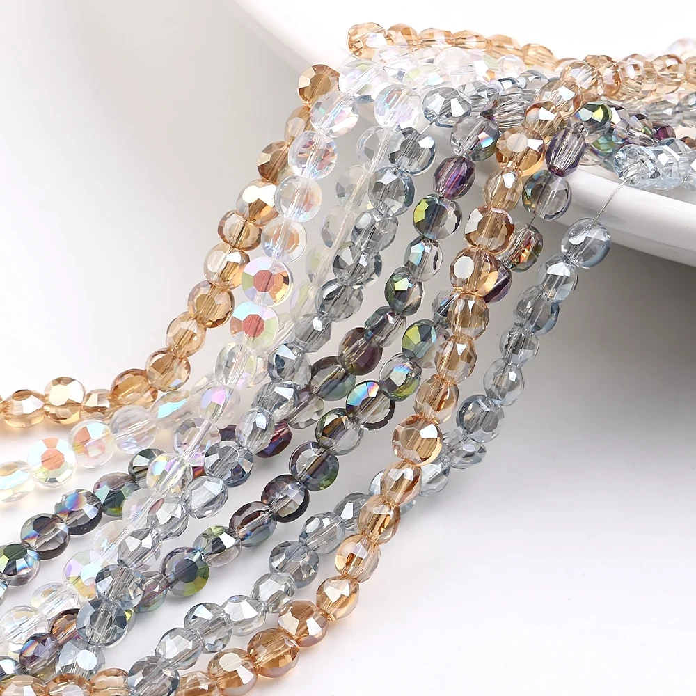 Прозрачные цветные чешские стеклянные плоские бусины красные 6 мм Кристальные