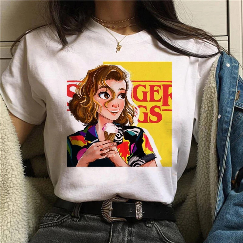 Stranger Things season 3 T Shirt Women Upside Down Tshirt Eleven Female Graphic grunge T-shirt femme tee Shirts funny clothing - Цвет: 1225