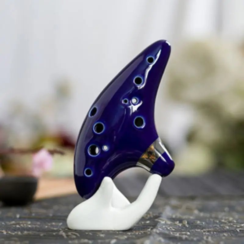 

White 6/12 Hole Ocarina Collector Ceramic Hand Stand Base for Music Lovers Woodwind Musical Instruments Repair Parts