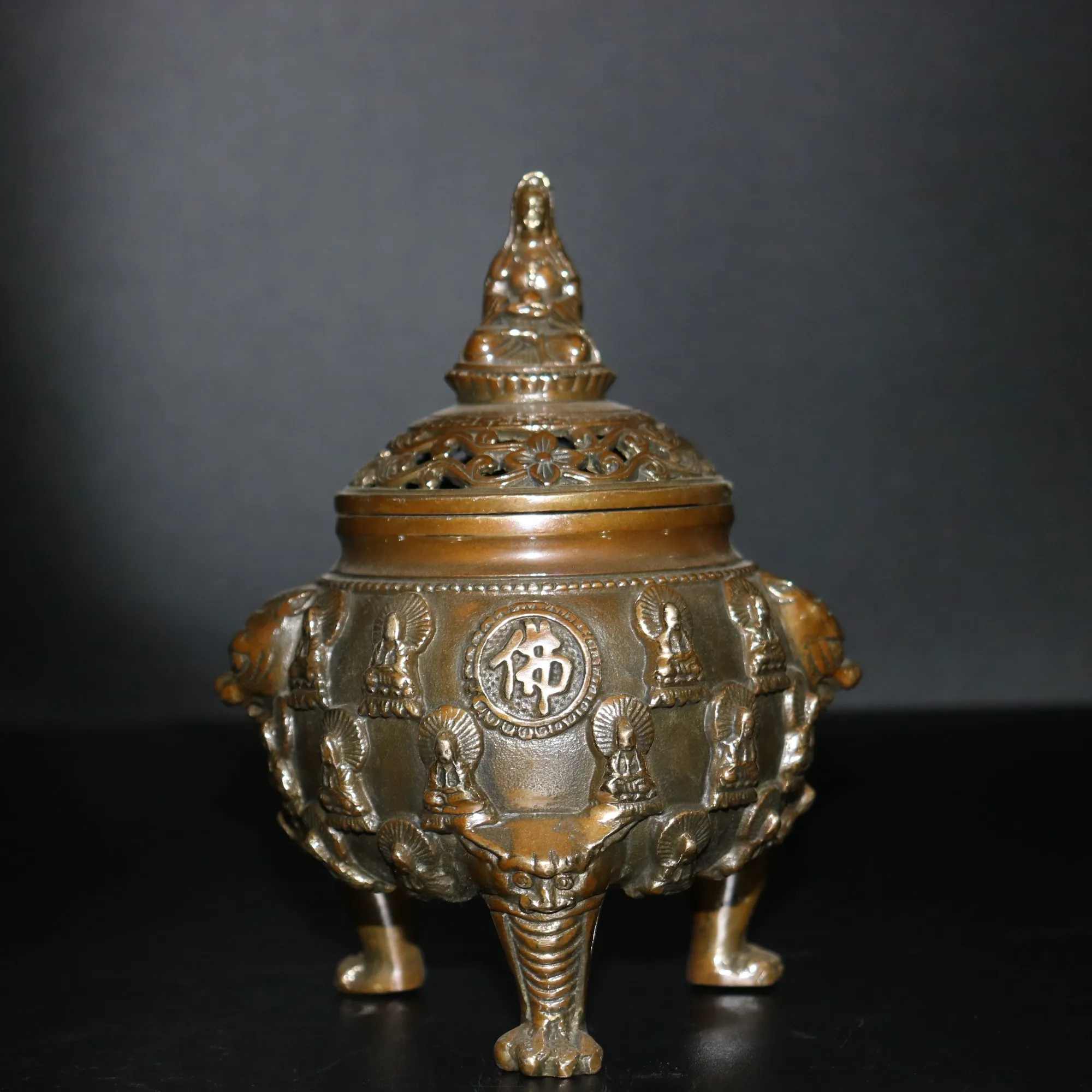 

Home Christmas Decorations Gifts,Antique Collection Old Chinese Copper Guan Yin Censer/Metal Incense Burner