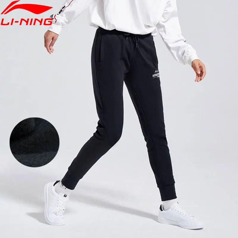 Li-Ning, женские трендовые укороченные штаны, теплые, флисовые, обычные, 62% хлопок, 38% полиэстер, подкладка, спортивные штаны, брюки AKLN702 COND18