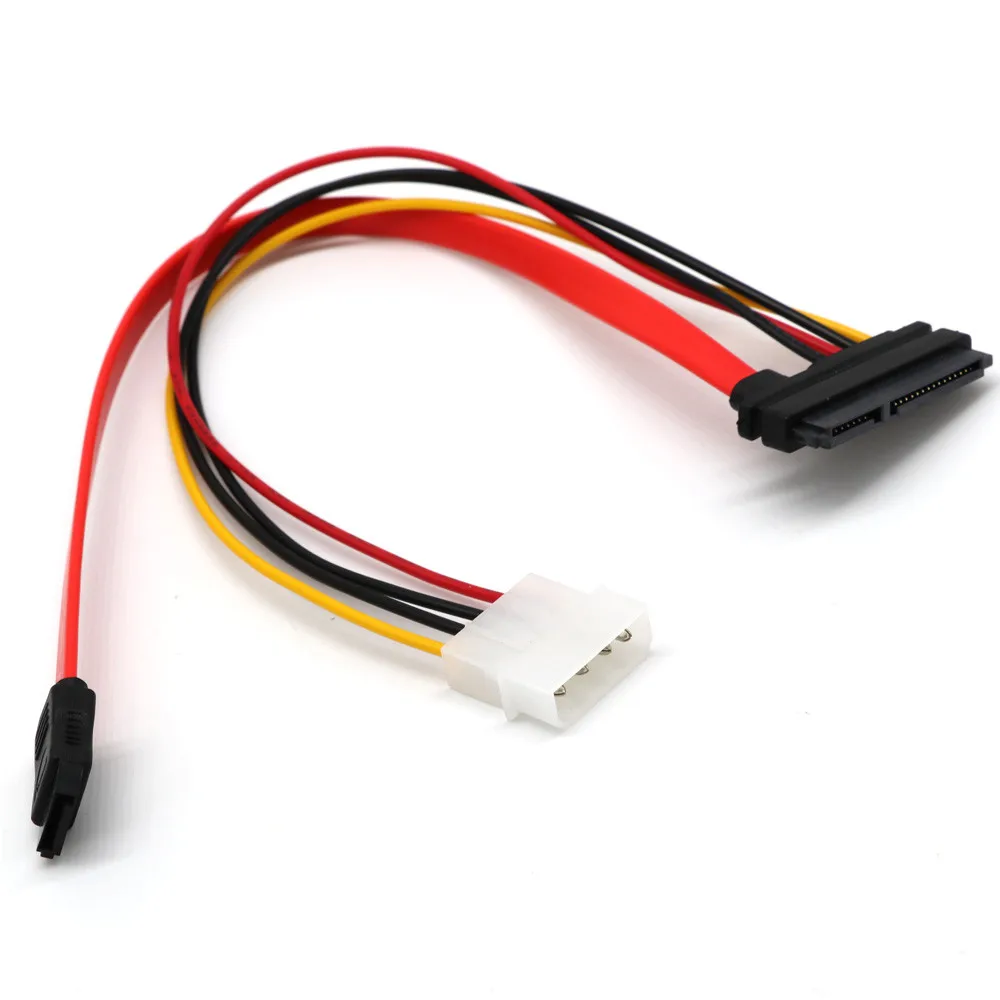 

30cm SATA Combo 15 Pin Power and 7 Pin Data Cable 4 Pin Molex to Serial ATA Lead Cable Molex To Sata Power Adapter Wholesale #3