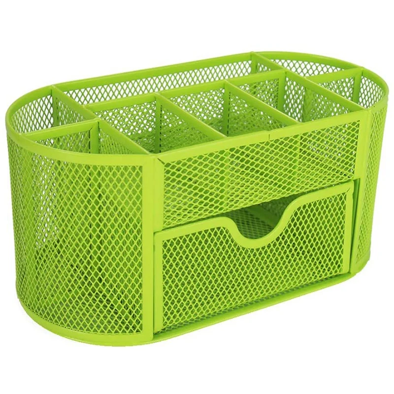 

Mesh Desk Organizer,Multi-Functional Office Supplies Caddy 9 Compartments with Desk Drawer for Office Desk