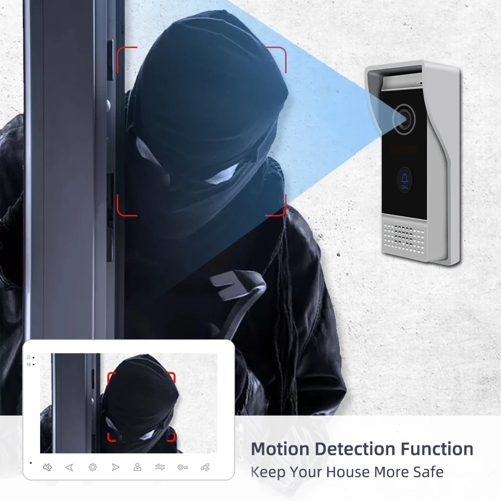 Joytimer Home Video Intercom For Apartment Door Phone 7" Monitor 1200TVL Doorbell Camera with Motion Detection Auto Record |