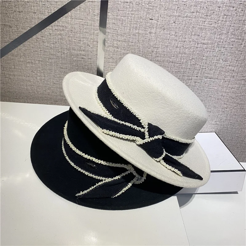 

New Women Autumn Small Sweet Wind Restoring Ancient Ways Of England About Bowknot Wool Hat Han Edition Style Ceiling Felt Hat
