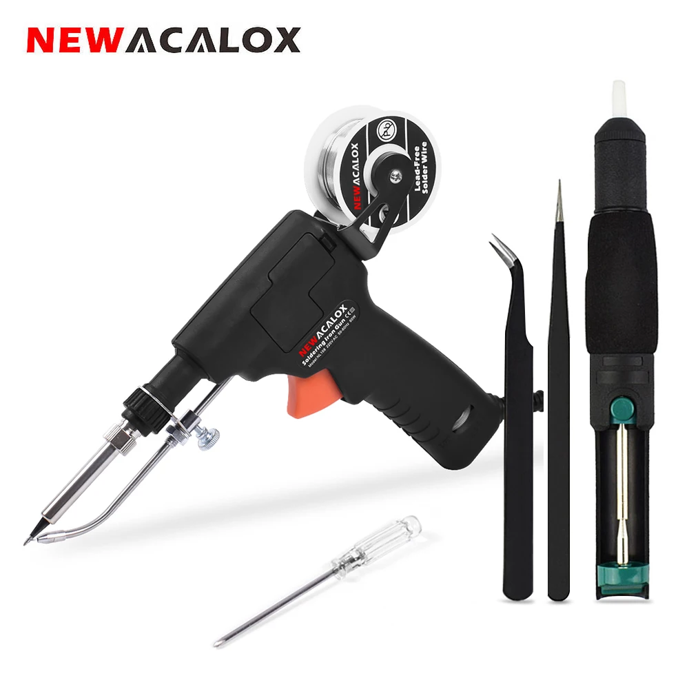 

NEWACALOX 60W EU/US Automatically Send Tin Gun Adjustable Temperature Soldering Gun Hand-held Internal Heating Rework Station