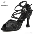 Танцевальные Кроссовки для латинских танцев; Танцевальная обувь для сальсы; Танцевальная обувь на высоком каблуке; Танцевальные сандалии; Стразы; JuseDanc