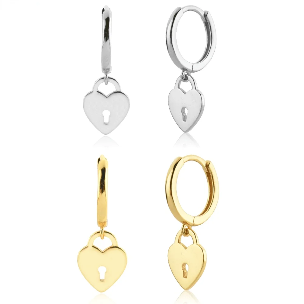 

Gold Heart Key Pendiente Piercing Drop Earring Clips Earring Loops Fine Jewelry Rock Punk Jewels cross earrings