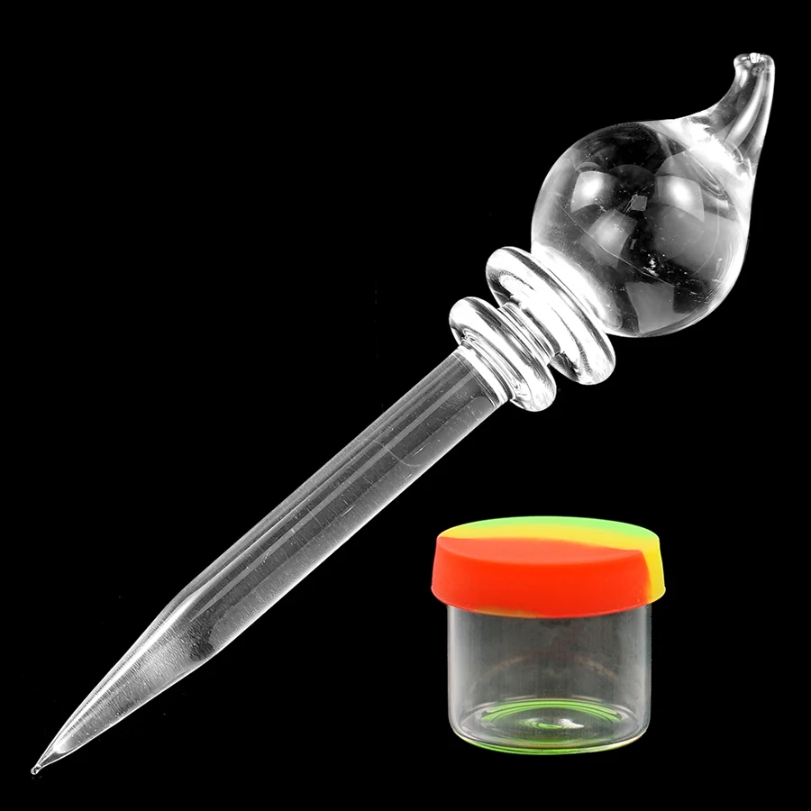 

1 PCS 4.5 Inch Wax Dab Tool Dabber Tools Nails Dab Rigs +1 PCS 6ml Glass Mini Container Oil Jar with Lip