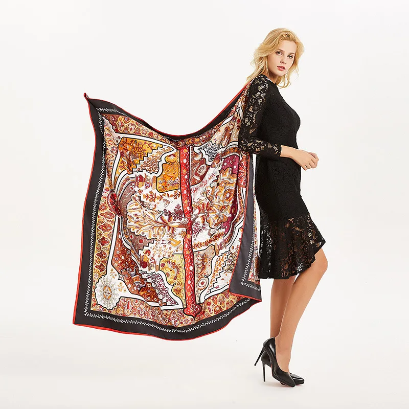 2020 Новый Для женщин шелк набивной шарф платок Универсальный светильник класса