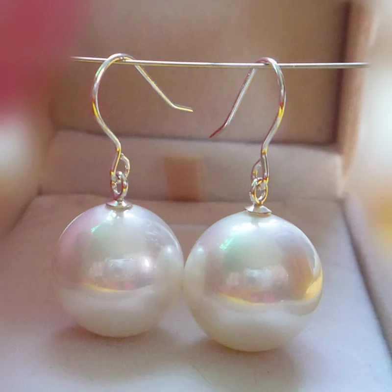 

2020 Earrings With Pearl 925 Silver 12mm Round Pearl Drop Earring For Women Brincos Femme Pendientes Trendy Jewelry Accesories
