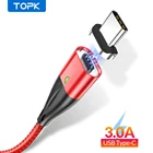 Магнитный кабель TOPK 1 м 3A, кабель для быстрой зарядки типа C, USB C, кабель для передачи данных для Xiaomi Redmi Note 7 Samsung