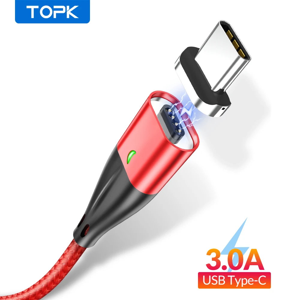 TOPK 1M 3A Magnetic Cable Fast Charging Type C USB Data For Xiaomi Redmi Note 7 Samsung | Мобильные телефоны и аксессуары