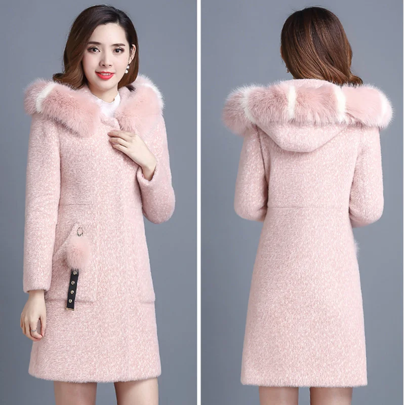 Норковое флисовое зимнее теплое шерстяное пальто офисное модное повседневное