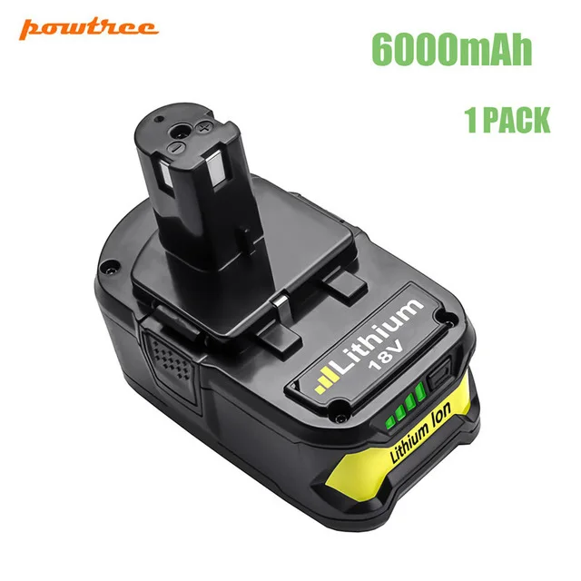 6000mAh Powtree для Ryobi 9000mAh 18V P108 литий-ионная аккумуляторная батарея для электроинструмента RB18L40 P107 P104 BIW180 - Цвет: 6000mAh