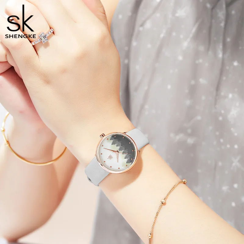 

Top Brand Shengke SK Women Watch Fashion Creative Dial Ladies Quartz Wrist Watch Pointer Clock Montre Femme Reloj Mujer