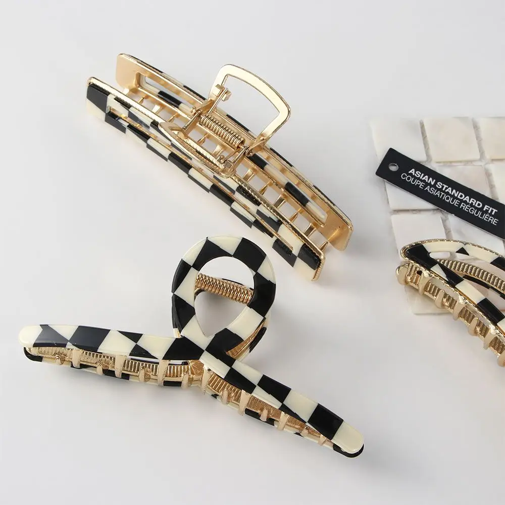 

Barrettes Checkerboard Mosaic Grid Lattice Pattern Ins Checkered Hair Clips Korean Style Hair Ornaments Hair Claws