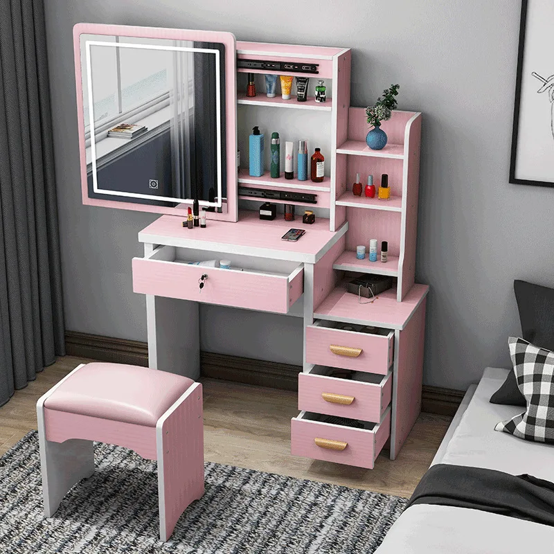 

Upscale Dresser Table Mirror With Chair Vanity Table Makeup Stool Drawers Modern Tocador Mesa Assembly Bedroom Europe