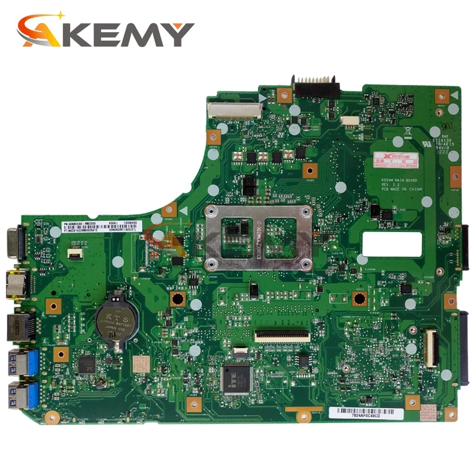 Материнская плата Akemy K55VM для ноутбука ASUS K55VJ A55V оригинальная материнская |