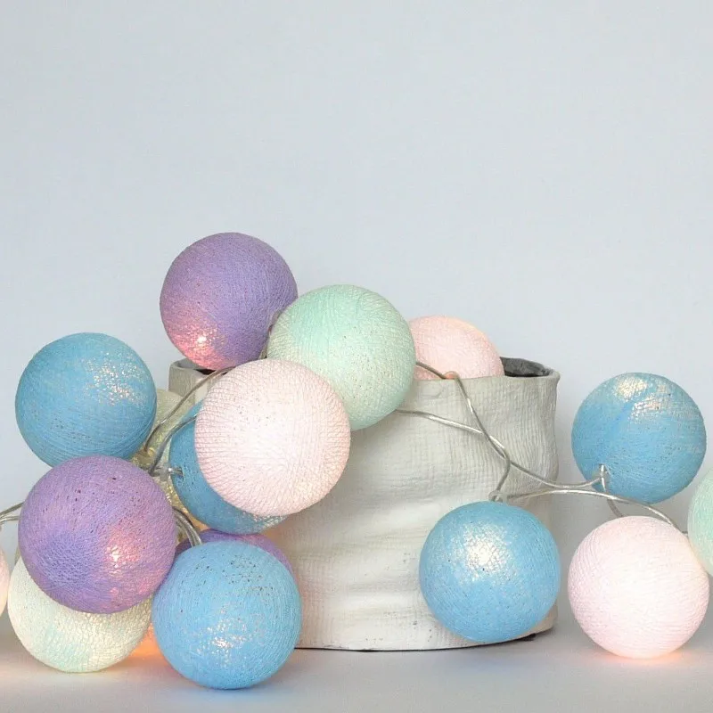 Светодиодный Сказочный светильник на батарейках с хлопковым шаром уличный