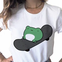 skateboard frog dinosaur cute shirt print ladies t shirt casual basis o collar white shirt short sleeve ladies t shirtdrop ship