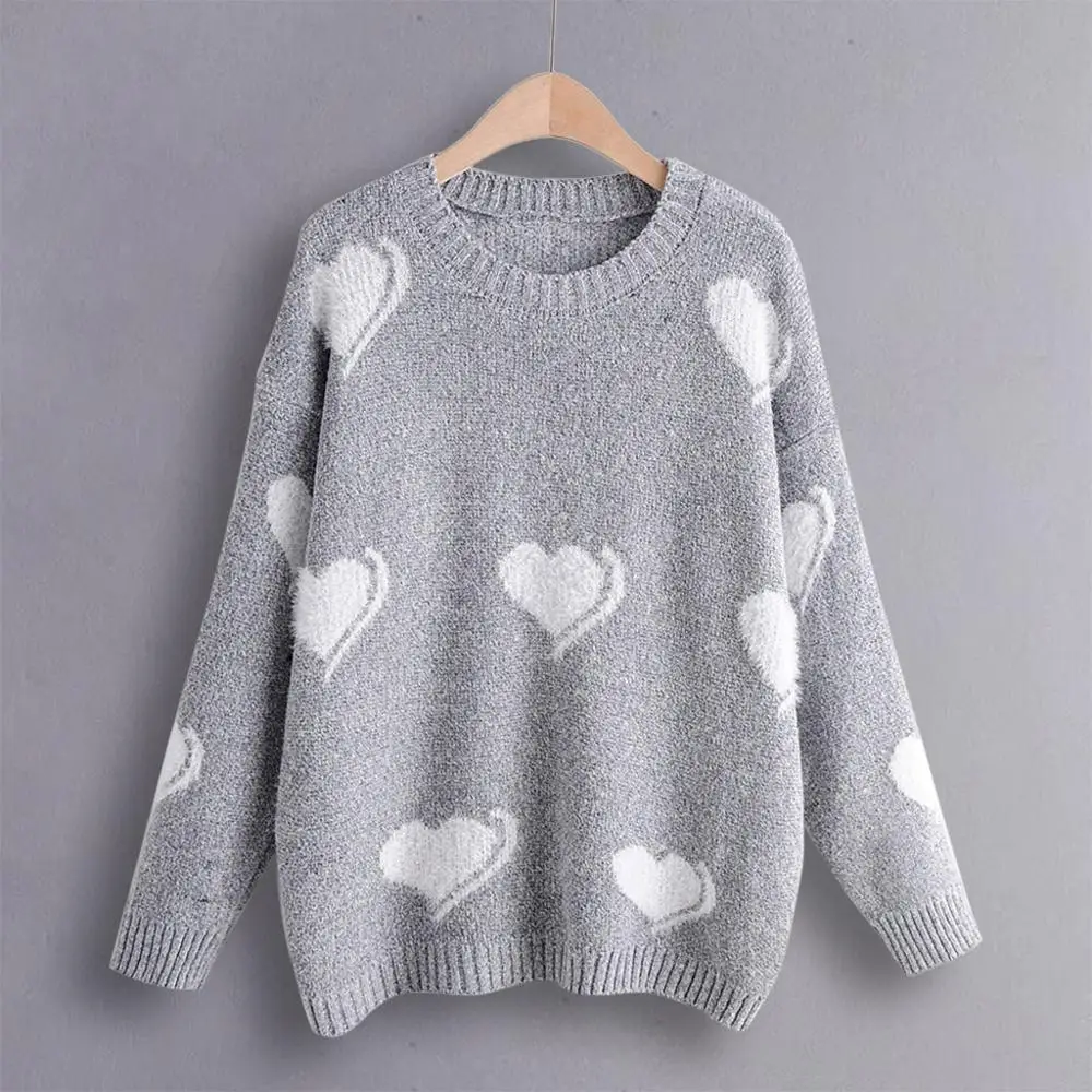 Love Women sweater Fashion Casual women Loose O-Neck robe pull Top pullover Blouse femme jersey mujer truien dames@ |
