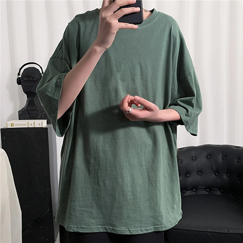 

Simple Fashion Men's T-shirt Half Sleeve Solid Tops For Male Fitness Loose TShirts Harajuku O-neck Shirts Designer Tees Top