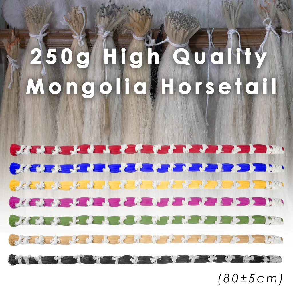 

LOOK 250g Mongolian Horse Hair White Horse Tail Hair In Bulk Violin Bow Hair For 4/4 3/4 1/2 1/4 1/8 Violin Bow Viola Cello Bow