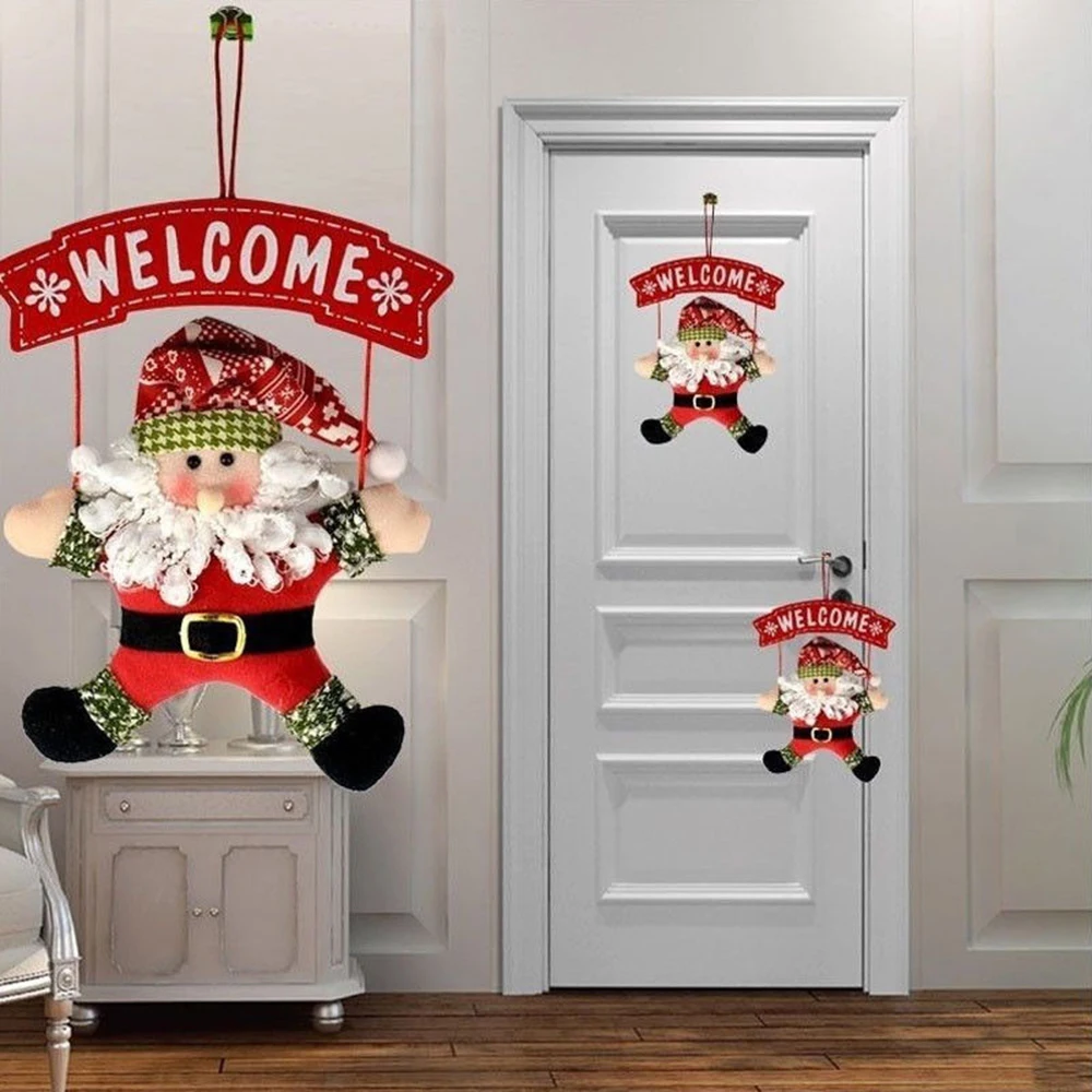 1Pcs Santa Claus Door Hanging Christmas Tree christmas decorations for home outdoor Non-woven Hanging Pendant Ornament Gifts