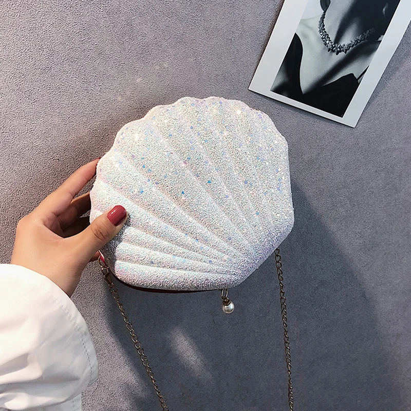 

Cute Sequins Small Shell Bag Shoulder Handbags Phone Money Pouch Chain Crossbody Bags for Women