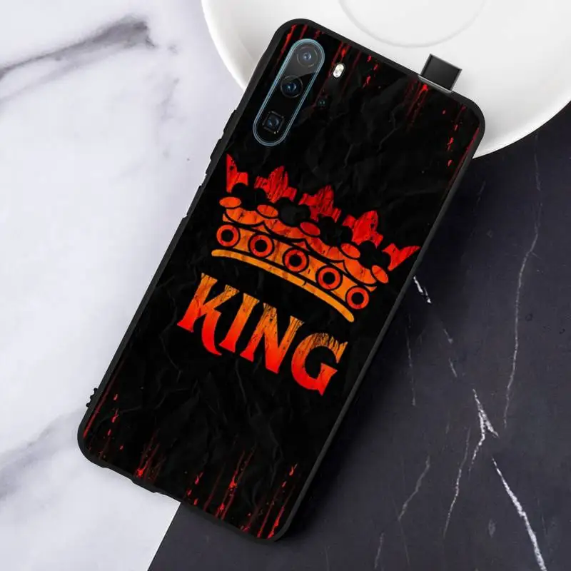 

King Queen Cartoon Crown Letter Phone Case For Huawei honor Mate P 10 20 30 40 Pro 10i 9 10 20 8 x Lite