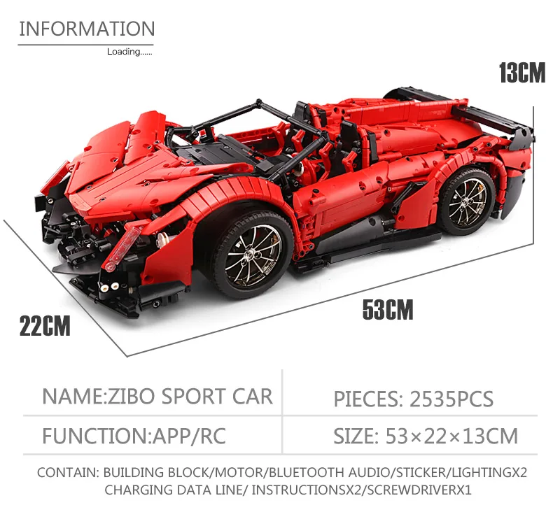 DHL Yeshin 20091 App RC автомобиль MOC-10559 Veneno родстер с функцией мотора набор строительных блоков Кирпичи дети RC автомобиль игрушки