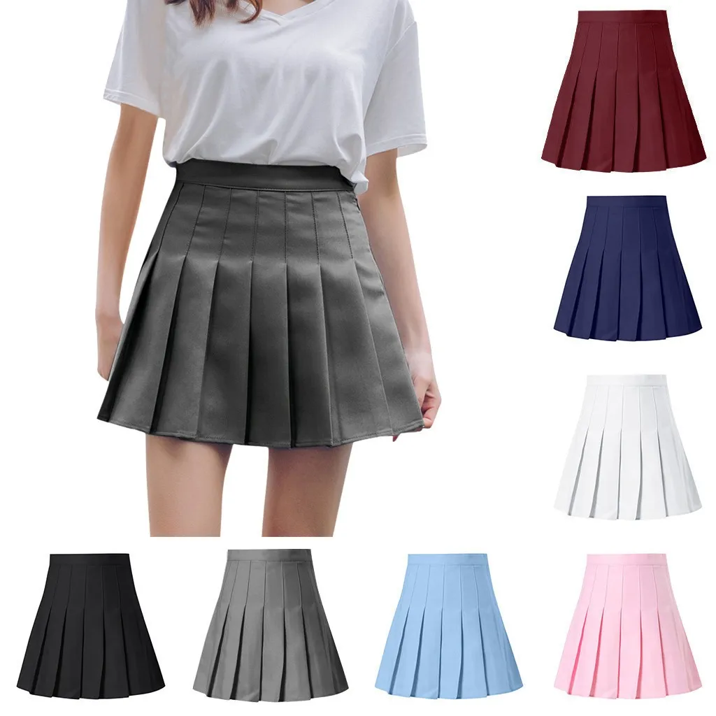 

Pleated Satin Skirt summer High Waist Pleated Mini Skirt Women's Fashion Slim Waist Casual Tennis Skirts school Vacation