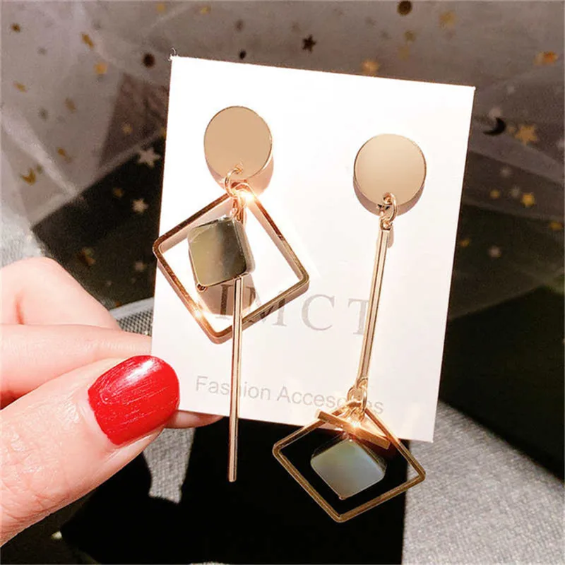 Корейские модные серьги 2019 женские модели блестящих кристаллов длинные в